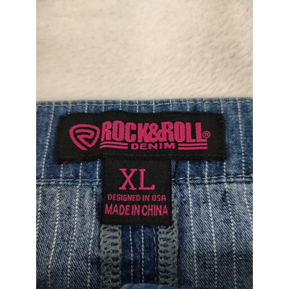 Rock & Roll Denim Women's‎ Dark Wash Pinstripe Denim Corset Crop Top NWT XL - Picture 4 of 10